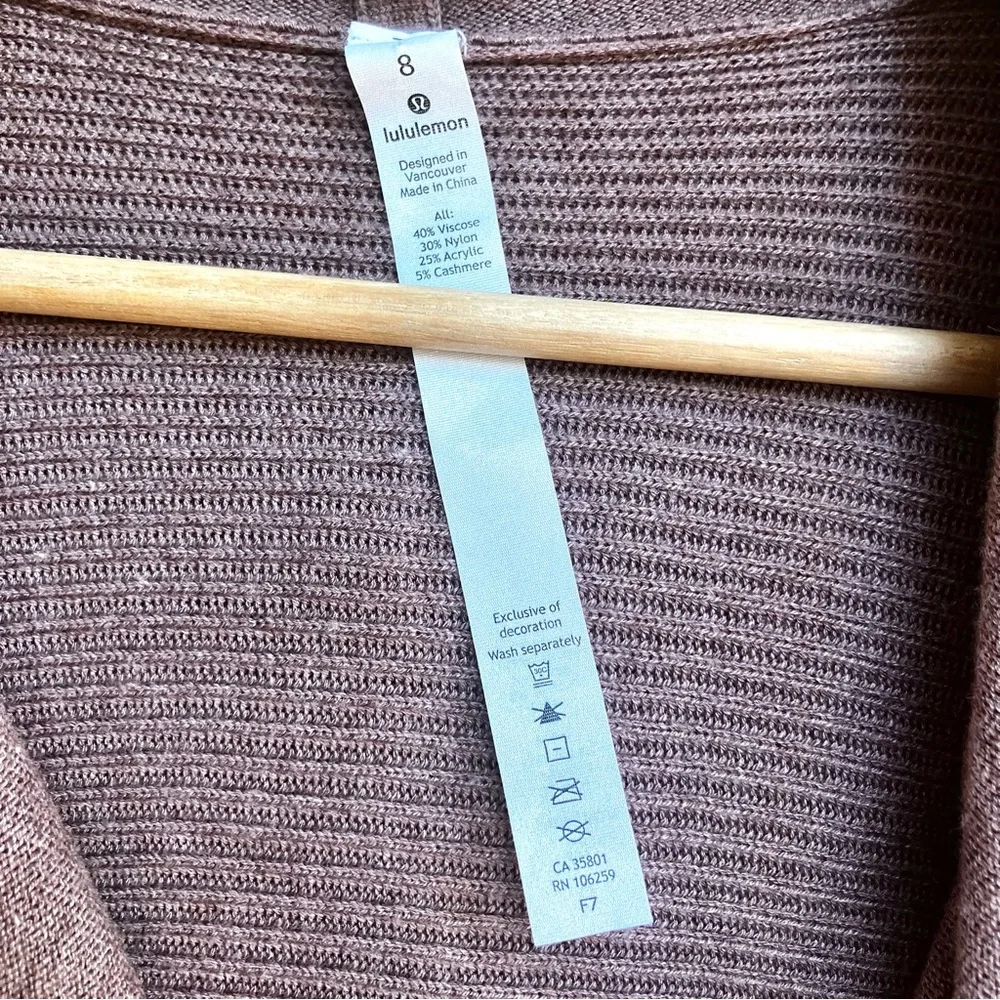 Lululemon Sundown Hoodie Brown Sweater Cardigan Sz 8 - Picture 3 of 5